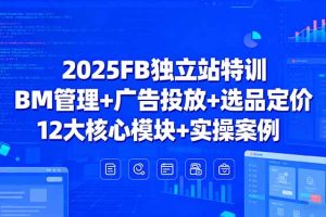 (15962期)2025FB独立站特训,BM管理+广告投放+选品定价,12大核心模块+实操案例