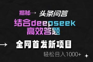 头条问答新玩法！结合deepseek高效答题，轻松日入1000+【揭秘】