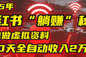 2025小红书虚拟项目，靠做虚拟资料30天全自动收入2万块