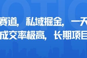 小众赛道,私域掘金,一天多张,成交率极高,长期项目