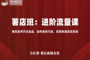 小红薯薯店商城卖货,进阶流量课,教你如何开店选品、如何系统引流,实现快速卖货变现