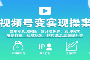 视频号变现实操,含开通步骤、变现模式、爆款打造、私域积累、IP打造及流量提升等
