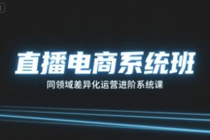 直播电商系统班,同领域差异化运营进阶系统课