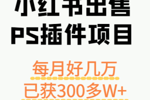 小红书出售PS插件项目,每月都收入好几万,长期操作已获利300多W+