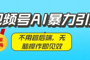 独家蓝海！视频号AI暴力引流：不用管后端，无脑操作即见效