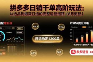 (15850期)拼多多日销千单高阶玩法:从选品到爆款打造的完整运营链路(8月更新)