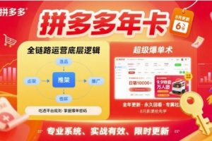 拼多多年卡【8月更新6节】拼多多全链路运营底层逻辑,超级爆单术