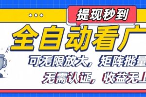 全自动看广告项目,可无限放大,可矩阵批量操作