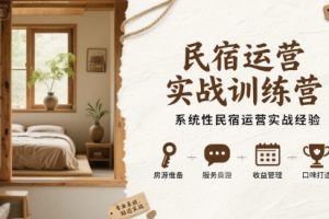 民宿运营实战训练营,系统性民宿运营实战经验