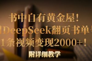 书中自有黄金屋！我用DeepSeek翻页书单号，1条视频变现2000+！附详细教学
