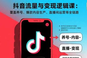 (15824期)抖音流量与变现逻辑课:覆盖养号、爆款内容生产、直播间运营等全链路