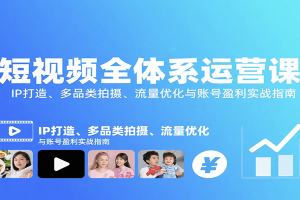 短视频全体系运营课:IP打造、多品类拍摄、流量优化与账号盈利实战指南