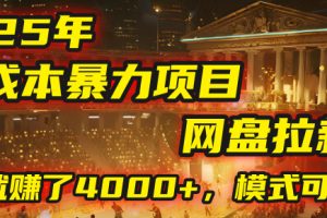2025年，一个“0成本”的暴力项目：靠“网盘拉新”，有人一天就赚了4000+，模式可复制！