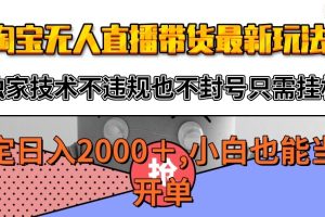淘宝无人直播带货最新玩法,独家技术不违规不封号,只需挂机稳定日入2000+