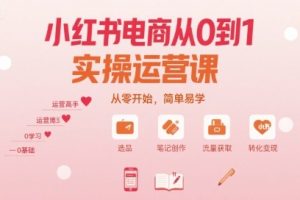小红书电商从0到1实操运营课,从零开始,简单易学