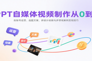 PPT自媒体视频制作从0到1:含账号运营、选题文案,讲设计动画与多领域案例变现技巧