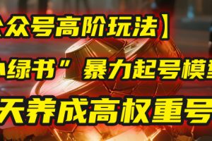 【公众号高阶玩法】我用这套“小绿书”暴力起号模型，7天养成高权重号！