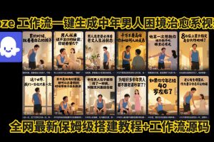 coze工作流一键生成，中年男人困境扎心高涨粉高播放量图文视频，保姆级拆解教程，无需剪辑，无需拍摄写文案智能体拆解教程