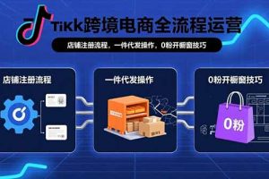 (15690期)TikTok跨境电商全流程运营:店铺注册流程,一件代发操作,0粉开橱窗技巧