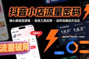 (15680期)抖音小店流量密码,随心推底层逻辑,投放工具应用,自然流撬动核心方法论