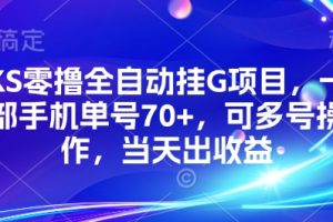 KS零撸全自动挂G项目,一部手机单号70+,可多号操作,当天出收益【揭秘】