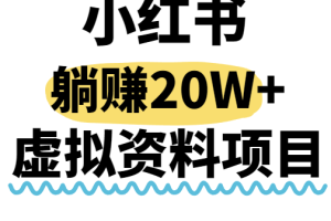 小红书操作虚拟资料,搬运工模式躺挣20W+,互联网的低成本路子!