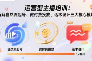 (15654期)运营型主播培训:拆解自然流起号、微付费投放、话术设计三大核心模块-8月