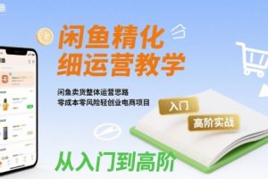 闲鱼精细化运营入门+高阶实战教学,闲鱼卖货整体运营思路,零成本零风险轻创业电商项目