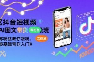 抖音短视频AI图文带货实操班,零粉丝教你涨粉,零基础带你入门