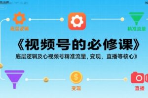 视频号的必修课,视频号的底层逻辑及核心视频号精准流量,变现,直播等核心