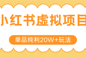 小红书卖虚拟产品，单品纯利20W+玩法分享（4节系列课程）