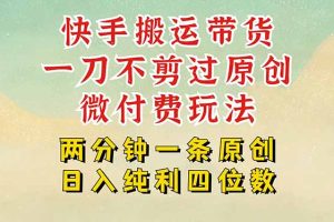 (15577期)快手黑科技搬运带货,一刀不剪过原创,微付费投流玩法,轻松日入四位数…