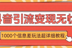 抖音引流变现无忧:1000个信息差玩法超详细教程