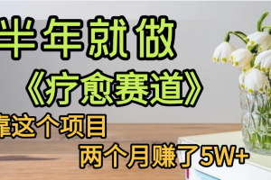 下半年稳赚的赛道，就选【疗愈赛道】，我自己运行这个项目两个月赚了5W+