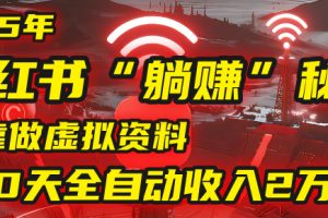 2025年，小红书的“躺赚”秘密被我扒出来了，靠做虚拟资料，30天全自动收入2万块！
