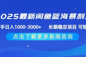 2025最新闲鱼蓝海暴利项目 ，新手日入1000-3000+ 长期稳定项目 可矩阵