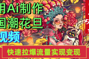 2025年七月劲爆Ai制作国潮花旦视频快速拉爆流量起号多方向变现（快速达到日入500+）