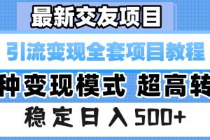 最新交友项目 引流变现全套项目教程 多种变现模式 超高转化 稳定日入500+