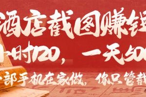 美团酒店截图，你只管截图，一小时 120，一天 500，一部手机在家做