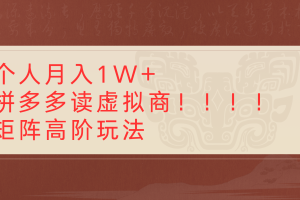 个人月入1W+拼多多读虚拟商矩阵高阶玩法