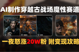 AI制作穿越古战场视频一夜涨粉20W保姆级教学（附AI变现指南）