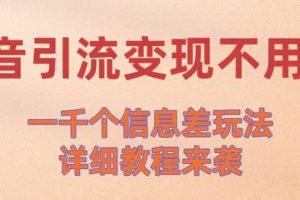 抖音引流变现不用愁!一千个信息差玩法详细教程来袭
