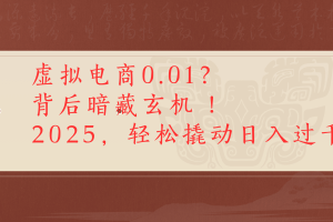 虚拟资料新玩法0成本电商项目带你扭转乾坤日入500+