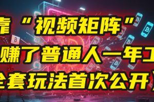 我靠“视频矩阵”，3天赚了普通人一年工资！【全套玩法首次公开】