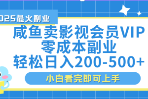 闲鱼零成本卖vip影视会员，日入200-500