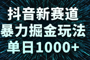 抖音新赛道,暴力掘金玩法,单日1000+