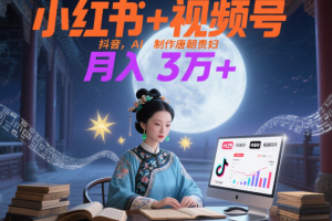 小红书+视频号+抖音，AI轻松制作唐朝贵妇IP，毒鸡汤、励志、减肥瘦身、养生赛道轻松切入，每天30分钟，轻松产出N条，月入3万+ 