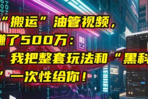 我靠“搬运”油管视频，2年赚了500万：今天，我把整套玩法和“黑科技工具箱”一次性给你！