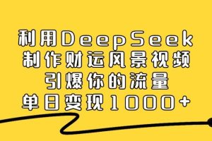 利用DeepSeek制作财运风景视频，单日变现1000+，引爆你的流量