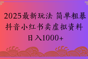 2025最新玩法 简单粗暴抖音小红书卖虚拟资料日入1000+